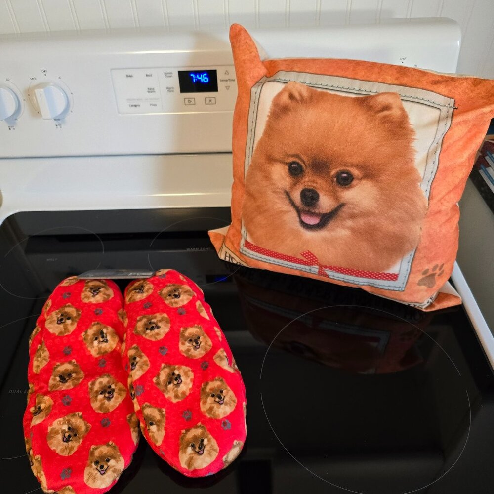 Pomeranian New Lot Slippers & Large Pomeranian Pillow Just gorgeous